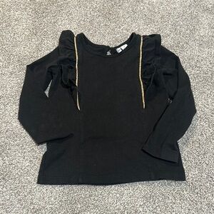 Janie and Jack Black and‎ gold ruffle long sleeve top size 2T